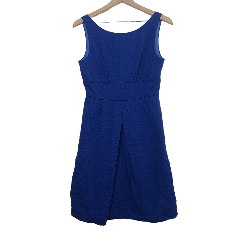 J. Crew Royal Blue 100% Cotton Tank A-Line Pleated Dress Pockets